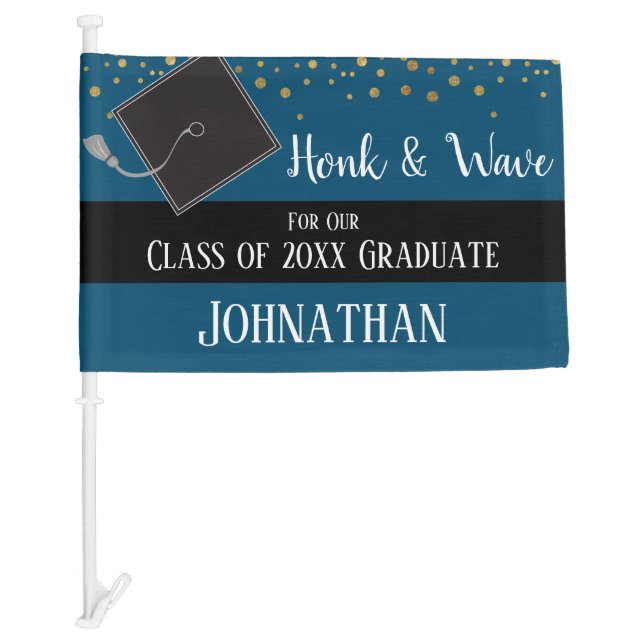 Graduation Class of 2022 Car Party Blue Car Flag (Front)