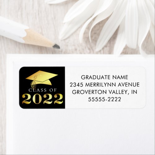Graduation Class of 2022 Elegant Black Gold Label