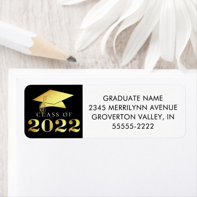 Graduation Class of 2022 Elegant Black Gold Label (Insitu)