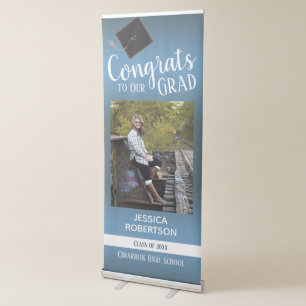 Graduation Class of 2022 Photo Blue Gradient Retractable Banner