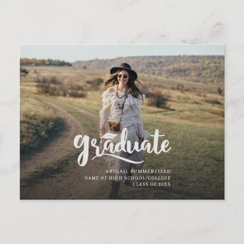 Graduation Class of 2022 Script with Photo Announcement Postcard