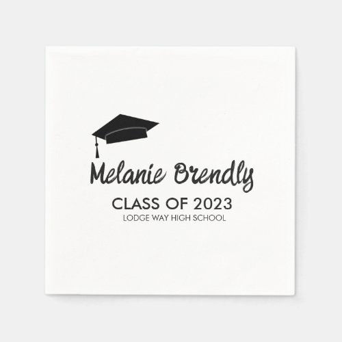 Graduation Class Of 2023 Black Brush Script  Napkins