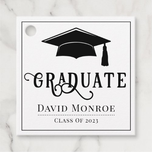 Graduation Class Of 2023 Black White Gift Favor Tags
