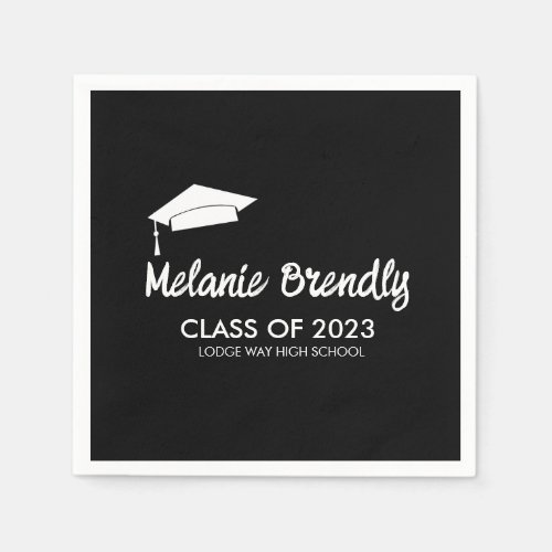 Graduation Class Of 2023 White Brush Script  Napkins