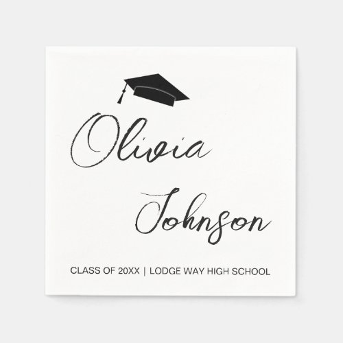 Graduation Class Of 2024  Black White Paper Napkins