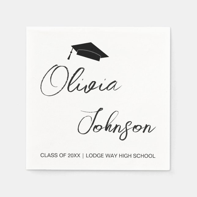 Graduation Class Of 2024 | Black White Paper Napkins (Front)
