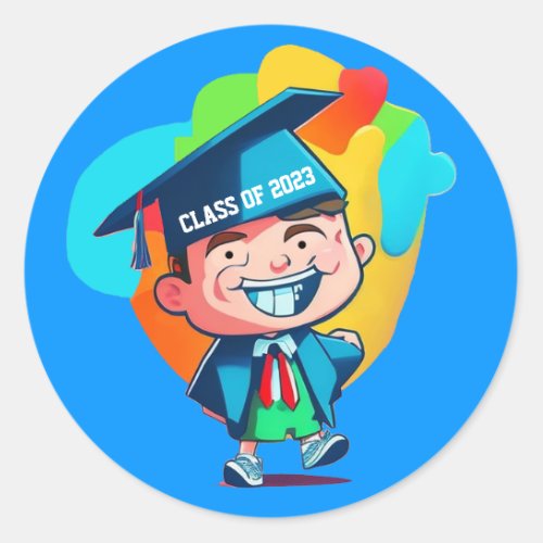 Graduation Class Of 2024 Cartoon Graduate Topper Classic Round Sticker