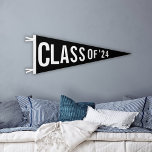 Graduation Class Of 2024 Custom Year Black White Pennant Flag<br><div class="desc">Black and white graduation wall pennant flag banner personalized with the class of 2024 or any year in a cool font typography and modern style increasing in size.</div>
