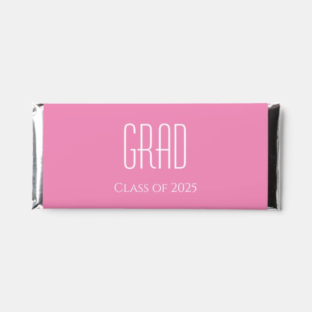 Graduation Class of 2024 Grad Girly Pink Hershey Bar Favors (Front)