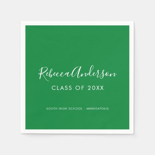 Graduation Class of 2024 Green Calligraphy Napkins