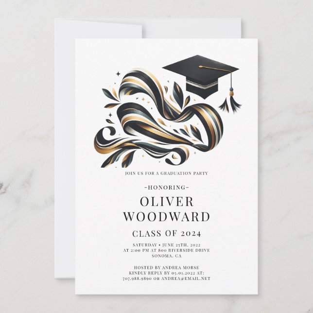 Graduation Class of 2024 illustration Grad Party Invitation (Front)