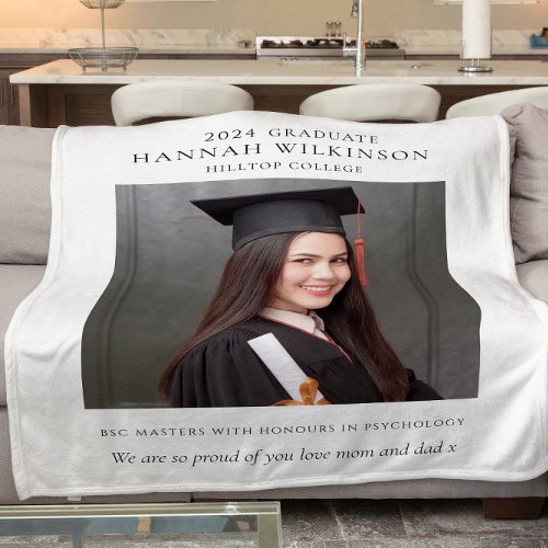 Graduation class of 2024 modern simple  fleece blanket