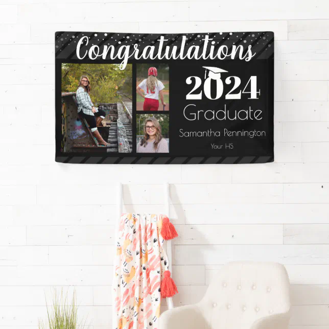 Graduation Class of 2024 Photo Collage Banner Zazzle