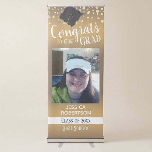 Graduation Class of 2024 Photo Gold Retractable Banner