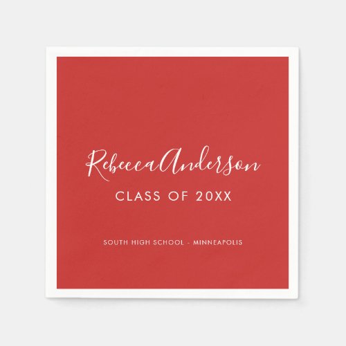 Graduation Class of 2024 Red Calligraphy Napkins