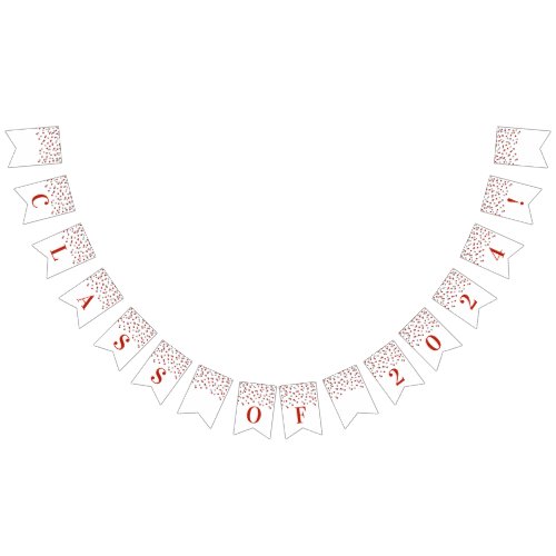Graduation Class of 2024 Red Silver Confetti Bunting Flags