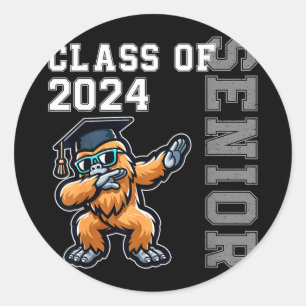 Graduation class of 2024 senior bigfoot high schoo classic round sticker