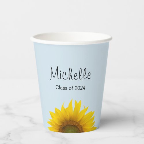 Graduation Class of 2024 Sunflower Blue Paper Cups