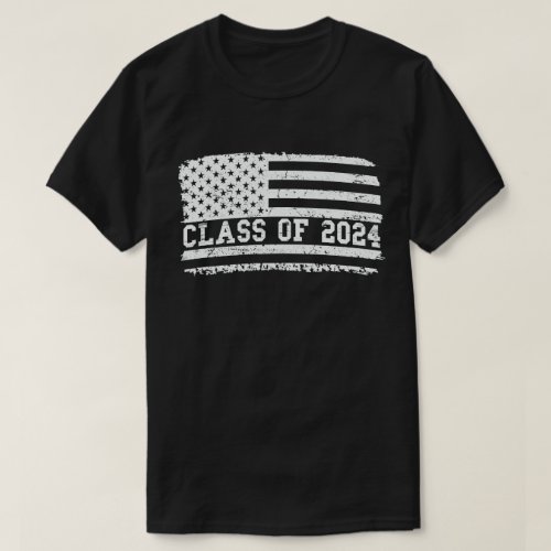 Graduation Class of 2024 Vintage Us American Flag T_Shirt