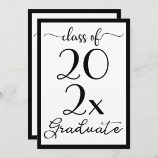 Graduation Class Of 2025 Black & White Script Invitation