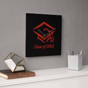 Graduation Class of 2025 BLKBRD Customize Year Square Wall Clock