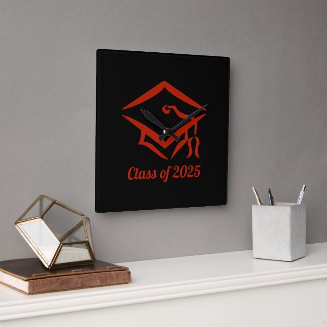 Graduation Class of 2025 BLKBRD Customize Year Square Wall Clock (Office)