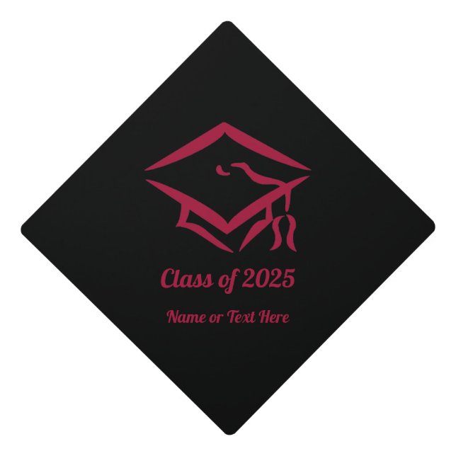 Graduation Class of 2025 BLKDKRD Custom Year Name Cap Topper (Front)