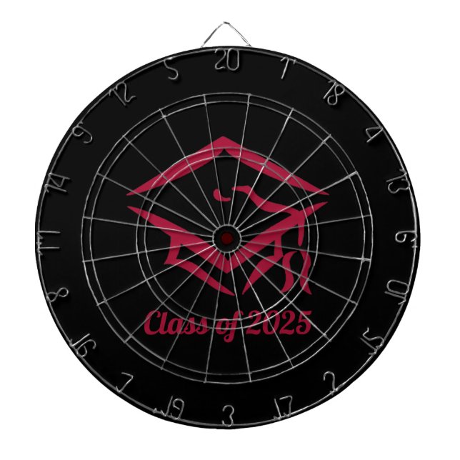Graduation Class of 2025 BLKDKRD Custom Year Name Dart Board (Front)
