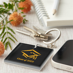 Graduation Class of 2025 BLKGLD Customize Year Keychain