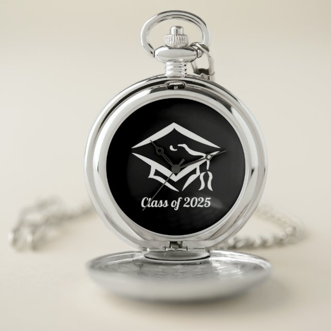 Graduation Class of 2025 BLKWHT Customize Year Pocket Watch (Inside)