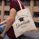 Graduation Class of 2025 Custom High School Name Tote Bag<br><div class="desc">This modern custom senior graduation tote bag features chic black and gold typography under a high school or college name for the class of 2025. Customize with your graduating year under the chic calligraphy for a great personalized graduate gift.</div>