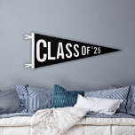 Graduation Class Of 2025 Custom Year Black White Pennant Flag<br><div class="desc">Black and white graduation wall pennant flag banner personalized with the class of 2025 or any year in a cool font typography and modern style increasing in size.</div>