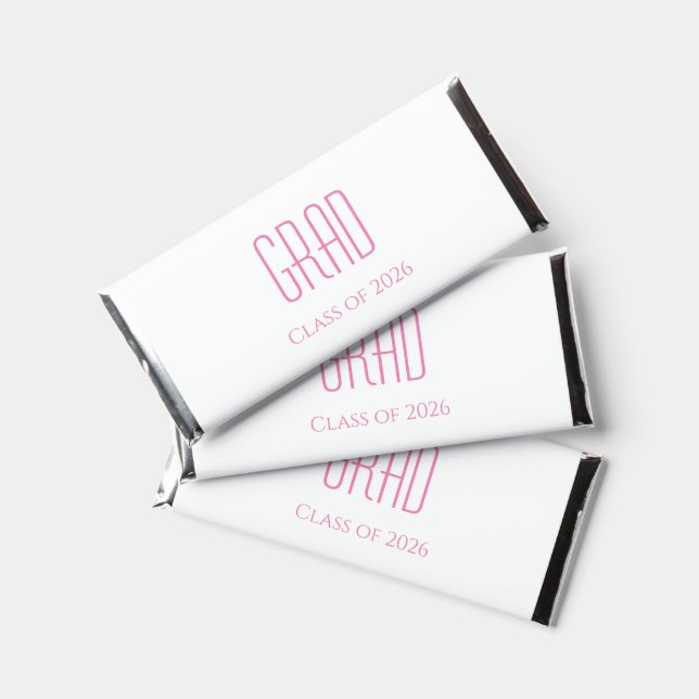Graduation Class of 2025 Girly Pink Typography Hershey Bar Favors (Front)