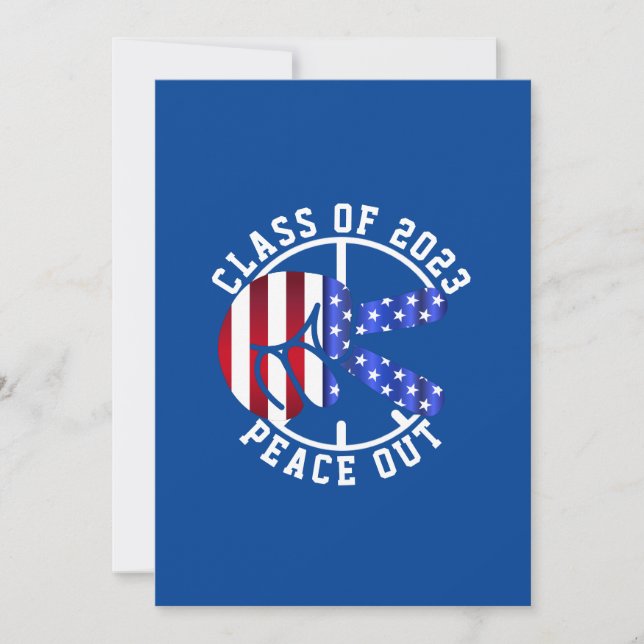 Graduation Class Of 2025 Peace Out Graduate Blue Holiday Card (Front)