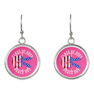 Graduation Class Of 2025 Peace Out Graduate Pink Earrings