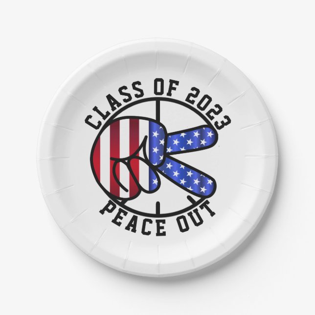 Graduation Class Of 2025 Peace Out Party Supplies  Paper Plates (Front)