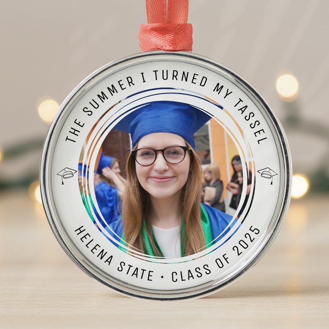 Graduation Class of 2025 Photo Keepsake Metal Ornament (Creator Uploaded)