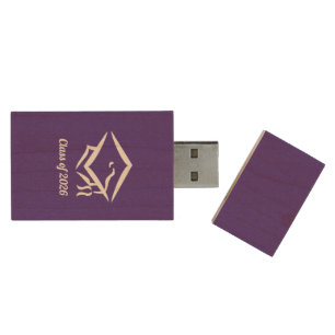 Graduation Class of 2025 PURWHT Customize Year Wood Flash Drive