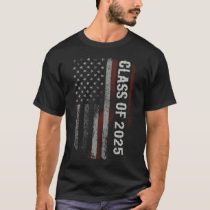 Graduation Class Of 2025 Senior Usa American Flag T-Shirt
