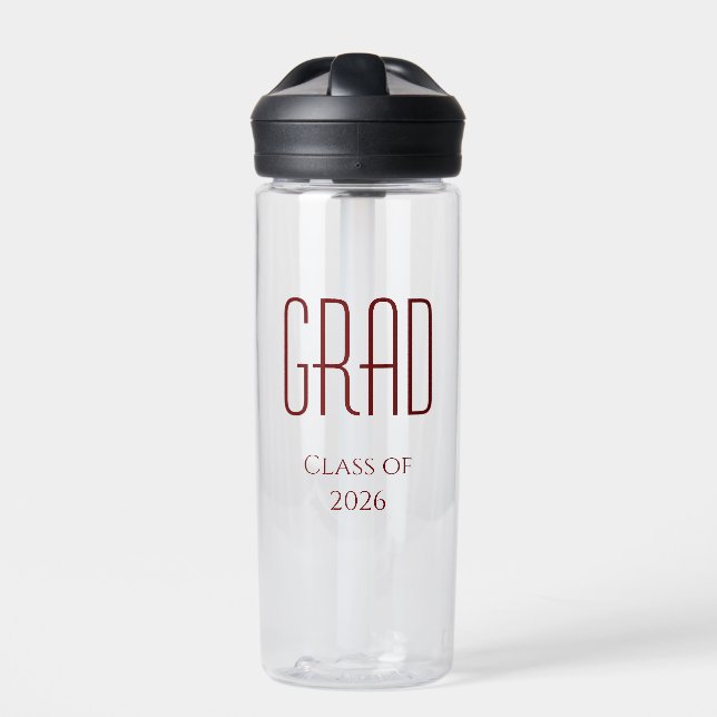 Graduation Class of 2025 Simple Red Typography  Water Bottle (Front)