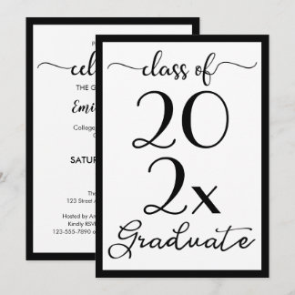 Graduation Class Of 2026 Black & White Script Invitation
