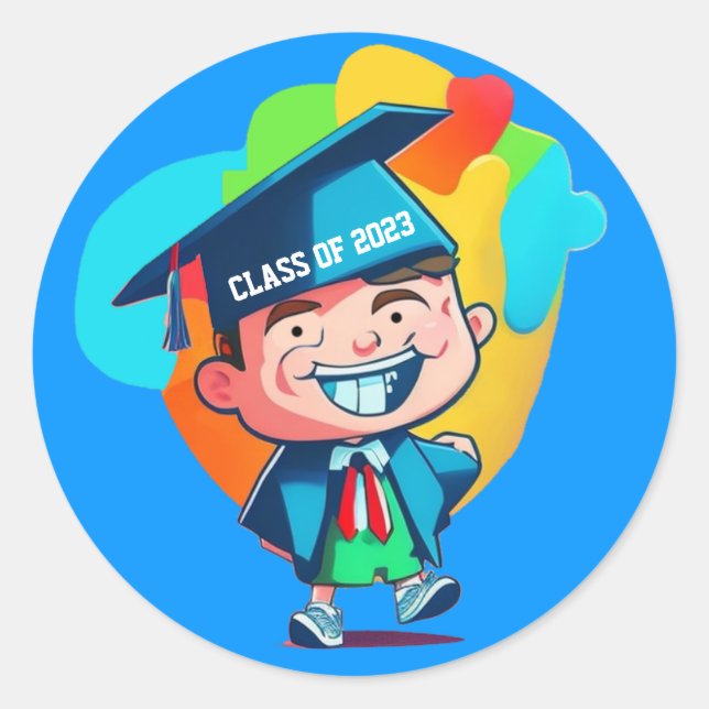 Graduation Class Of 2026 Cartoon Graduate Topper Classic Round Sticker (Front)