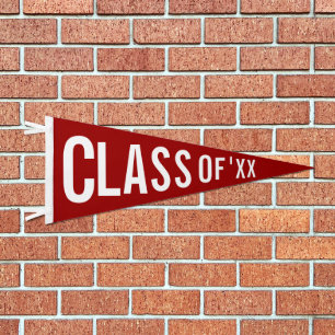 Graduation Class Of 2026 Custom Dark Red Pennant Flag