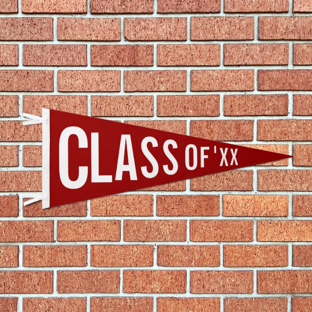 Graduation Class Of 2026 Custom Dark Red Pennant Flag (Front)