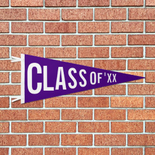 Graduation Class Of 2026 Custom Deep Purple Pennant Flag