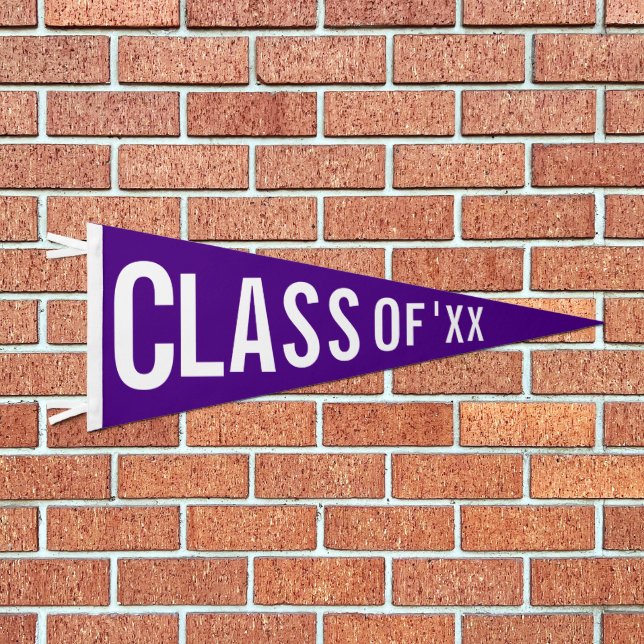 Graduation Class Of 2026 Custom Deep Purple Pennant Flag (Front)