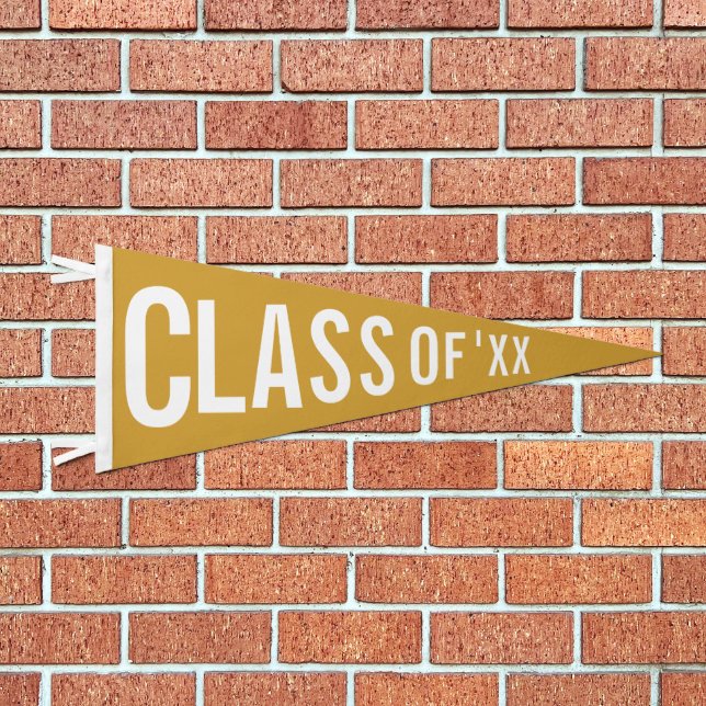 Graduation Class Of 2026 Custom Gold Pennant Flag (Front)