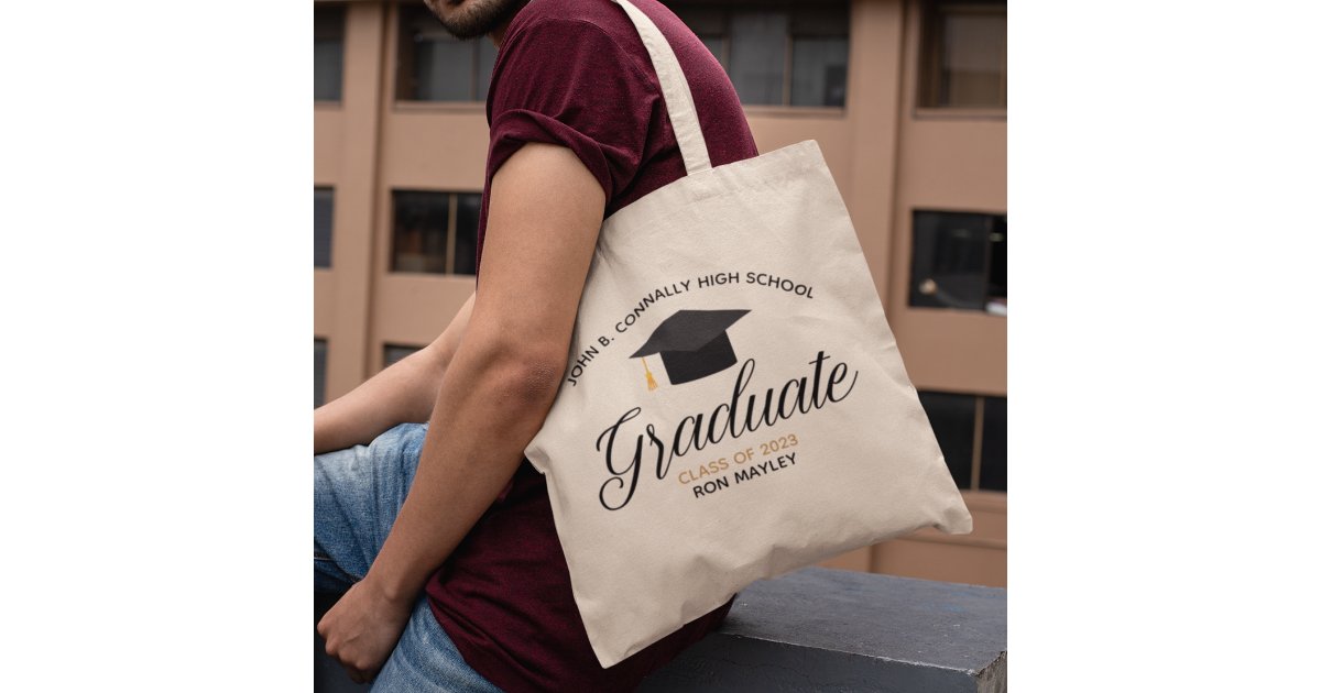 Graduation Class of 2026 Custom High School Name Tote Bag | Zazzle