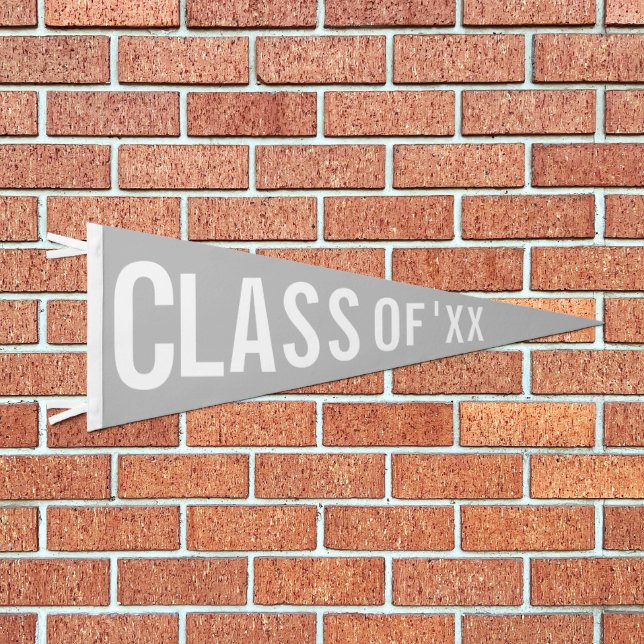 Graduation Class Of 2026 Custom Silver Pennant Flag (Front)