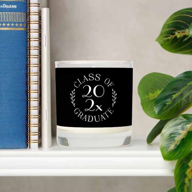 Graduation Class of 2026 Emblem Black Name School Scented Candle (Shelf)